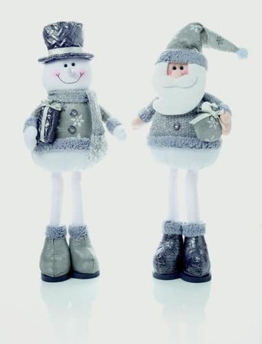 Premier 56cm 2 Asst Silver Standing Santa Snowman - 56cm