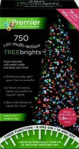 Premier 750 LED Multi-Action TREEbrights Christmas Tree Lights with Timer - MULTI