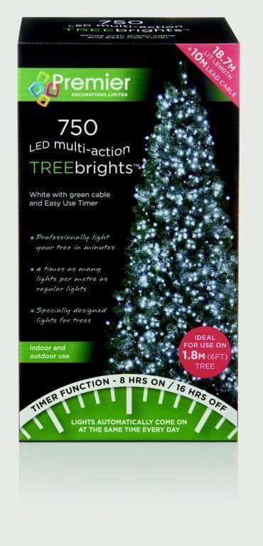 Premier 750 LED Multi-Action TREEbrights Christmas Tree Lights with Timer - WHITE