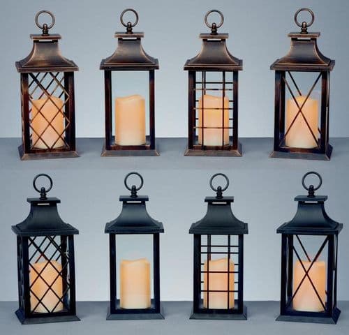 Premier 96pc Flicker Candle Lantrn Blk Cppr 27cm - Pallet