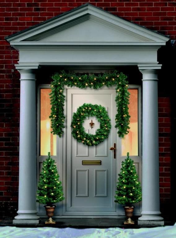 Premier Christmas 4 Piece Pre-Lit LED Door Set- 2x Trees, 1x Wreath & 1x Garland