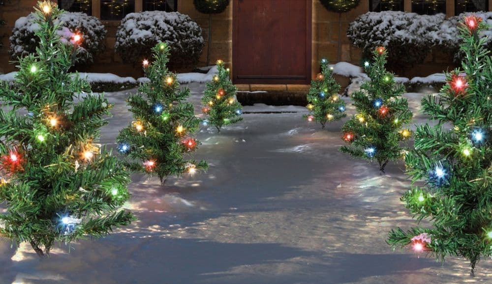 Premier Christmas LED Mini Tree Path Lights - 6 Piece - MULTI