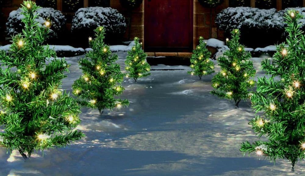 Premier Christmas LED Mini Tree Path Lights - 6 Piece - WARM WHITE
