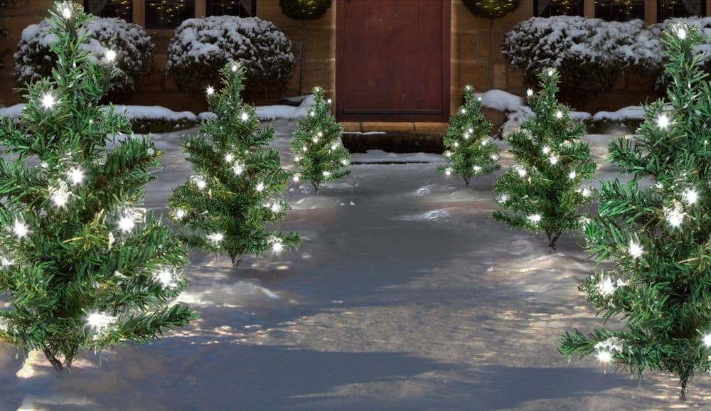 Premier Christmas LED Mini Tree Path Lights - 6 Piece - WHITE