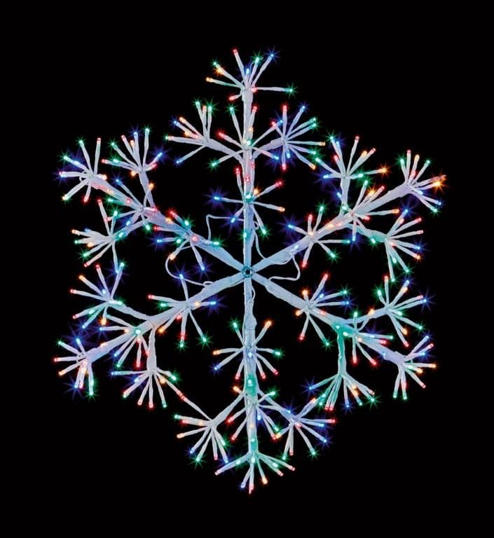 Premier Christmas Silver Starburst Snowflake with 300 Multi-Coloured LEDs - 60cm