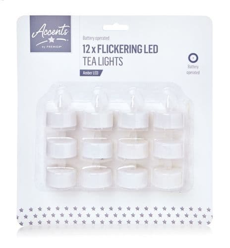 Premier Flickering Tea Light - Set Of 12