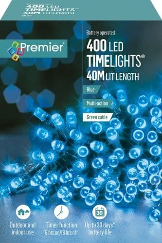 Premier Multi Action Battery Operated LED Lights - 400 LED Blue