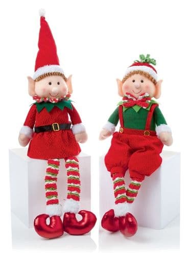 Premier Sitting Boy & Girl Elf With Long Legs - 57cm