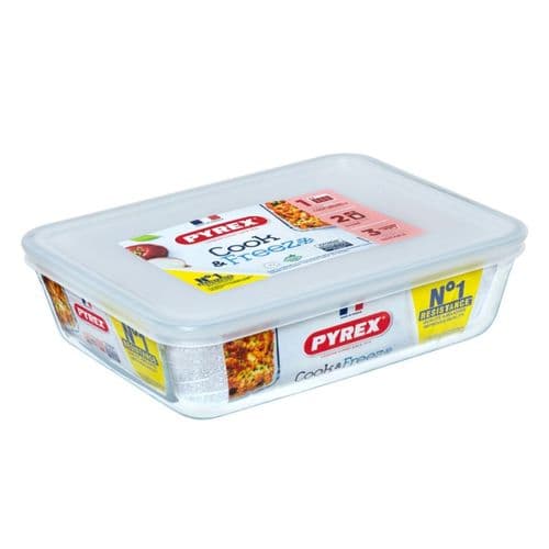 Pyrex Cook & Freeze Glass Dish with Lid - 1.5L