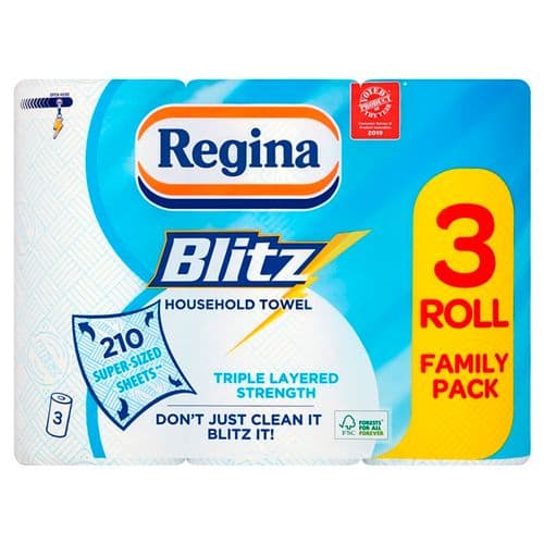 Regina Blitz Kitchen Roll 210 Sheets - Pack 3