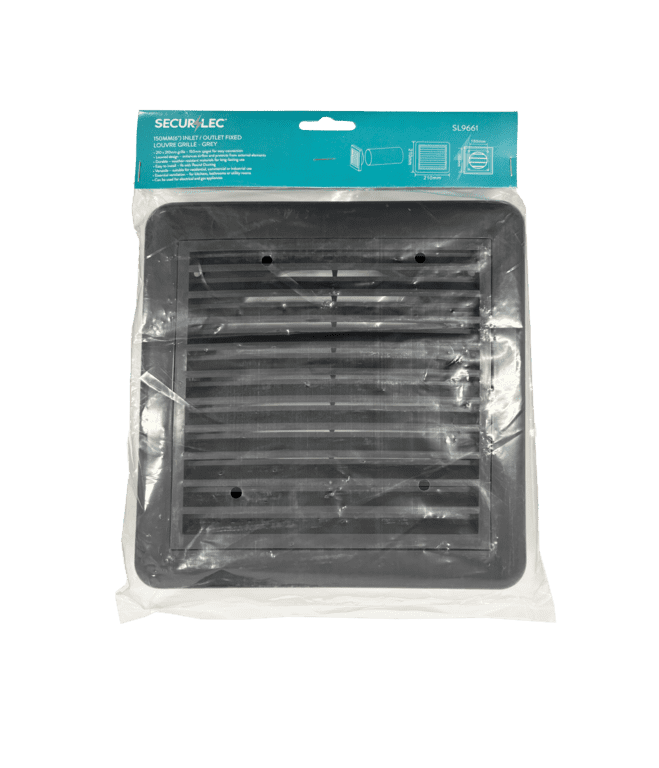 Securlec Inlet/Outlet Fixed Louvre Grille Grey 150mm - 6