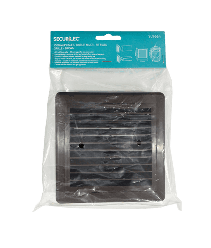 Securlec Inlet/Outlet Multi Fit Fixed Grill Brown 100mm - 4"