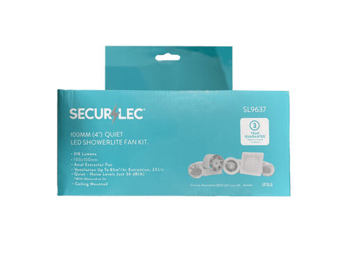 Securlec Quiet LED Showerlite Fan Kit 100mm - 4"