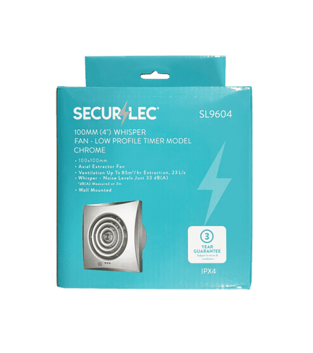 Securlec Whisper Fan Low Profile Timer Model 100mm - 4"