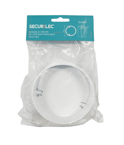 Securlec White Inline Backdraught Shutter 100mm - 4"