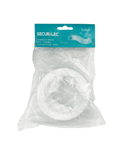 Securlec White PVC Flexible Ducting 1m x 100mm - 4"