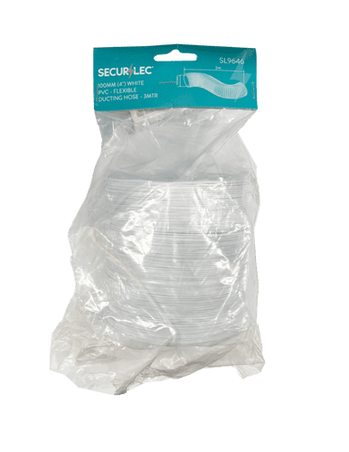 Securlec White PVC Flexible Ducting Hose 3m x 100mm - 4"