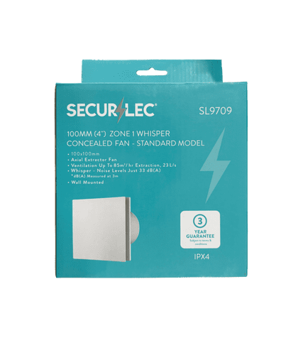 Securlec Zone 1 Whisper Concealed Fan Standard 100mm - 4"
