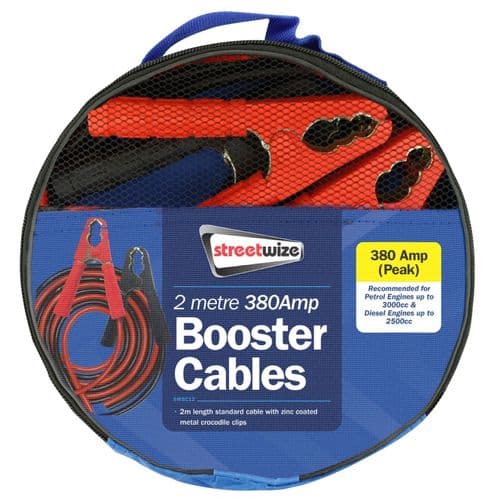 Streetwize Aluminium Booster Cable with Insulated Crocodile Clips - 2m/350Amp