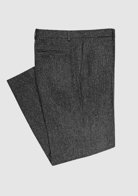 100% Harris Tweed Trousers by Bucktrout -Grey Herringbone