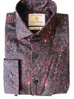 Burgundy Ornate Paisley Shirt by Brook Taverner - 4705BT