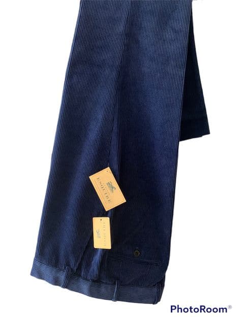 Cotton  Corduroy Trousers by Gurteen  - Warwick -  Cobalt -1212/033