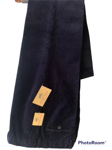 Cotton Corduroy Trousers by Gurteen - Warwick - Navy -1212/036