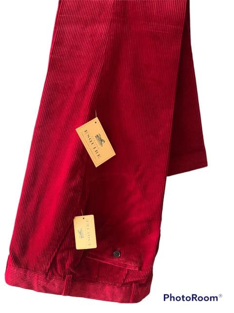 Cotton  Corduroy Trousers by Gurteen  - Warwick - Poppy - 1212-050
