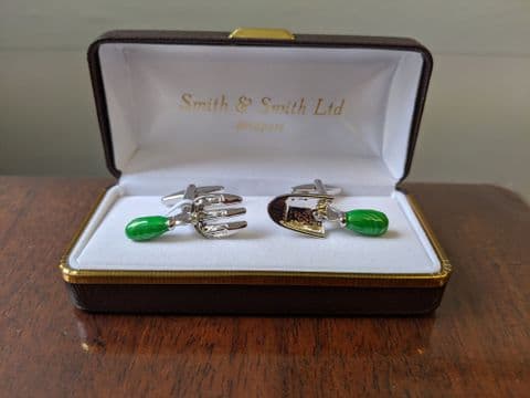 Green Fork and Trowel Cufflinks