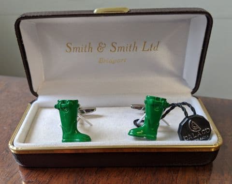 Green Wellington Boots Cufflinks