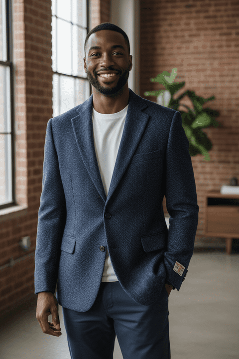 Harris Tweed Jacket by Bucktrout Tailoring - JD17-01 - Navy