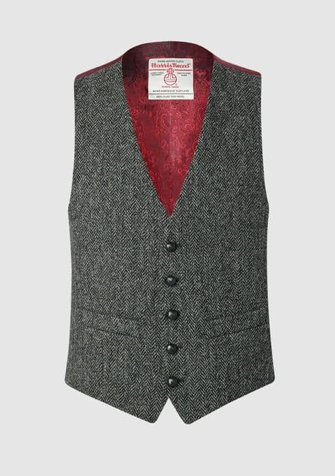 Harris Tweed Waistcoat by Bucktrout - Grey Herringbone