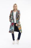 Orientique Printed Long Coat - Jailhouse Rock  -  62738