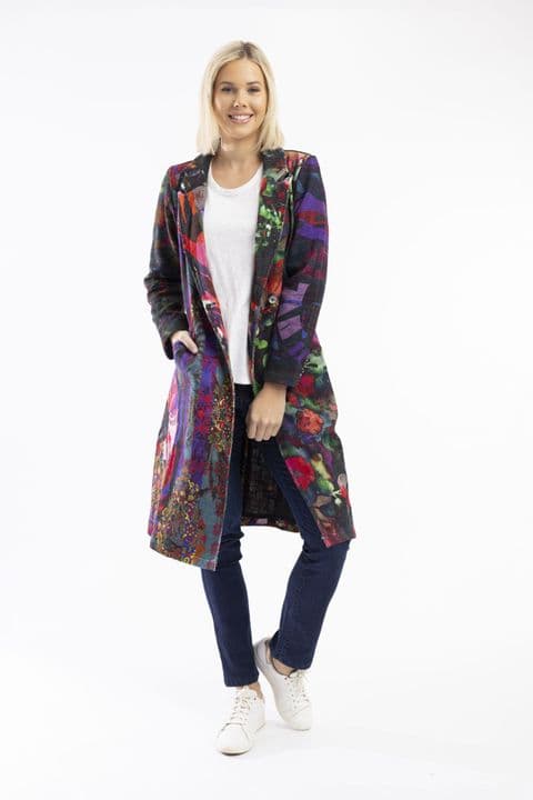 Orientique Printed Long Coat -Jungle - 62740