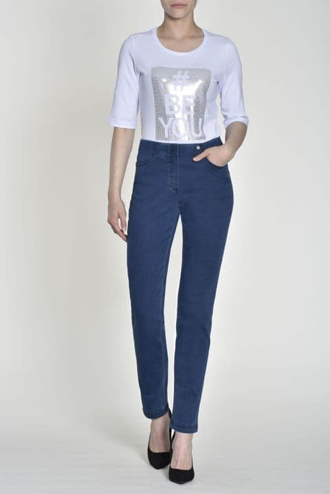 Robell Power Stretch Denim Blue Jeans - Bella 52560 - Regular Length
