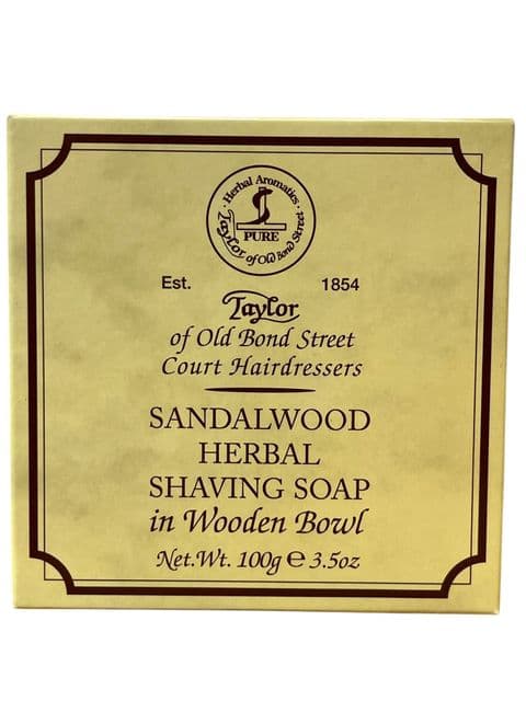 Sandalwood Herbal Shaving Soap in Wooden Bowl by Taylor of Old Bond Street - 100g