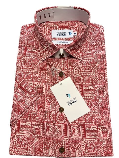 Short Sleeved Shirt by Double Two - DTLS1252 Brick Red