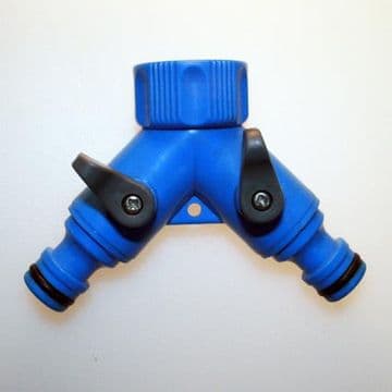 ¾" Plastic Twin Tap With Hose Connectors