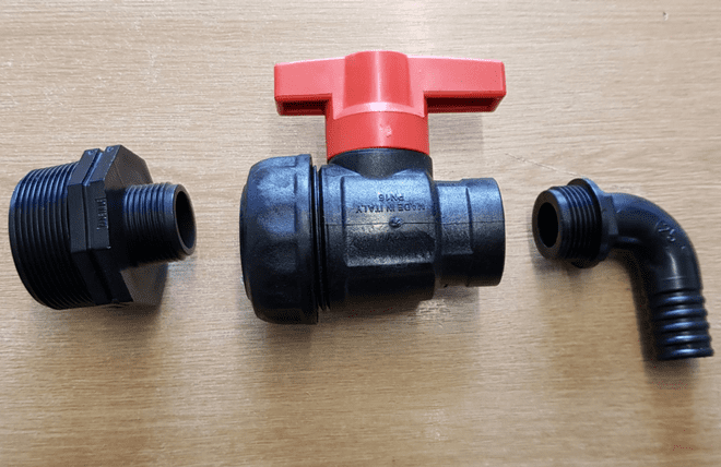 2 inch BSP Reducer with Ball valve & Hose Tail Bend