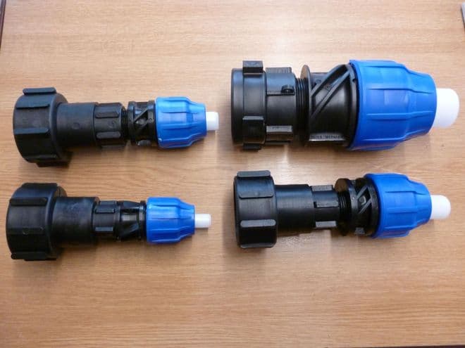 60mm x 6mm IBC Adaptor to MDPE Pipe Connector