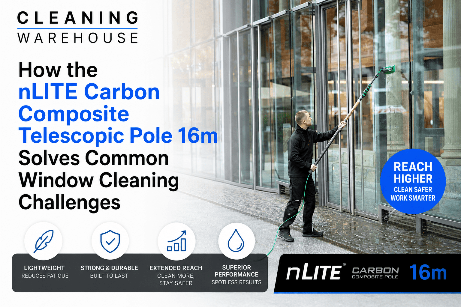How the nLITE Carbon Composite Telescopic Pole 16m Solves Common Window Cleaning Challenges