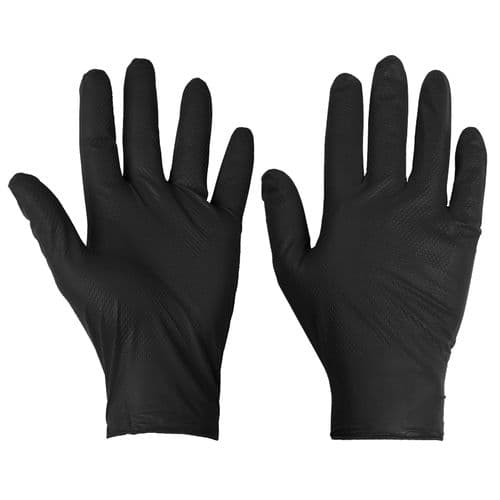 Black Disposable Nitrile Diamond grip gloves