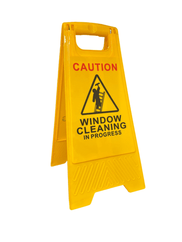 Caution Window Cleaning in Progress Standard Safety Floor Sign With Ladder Icon