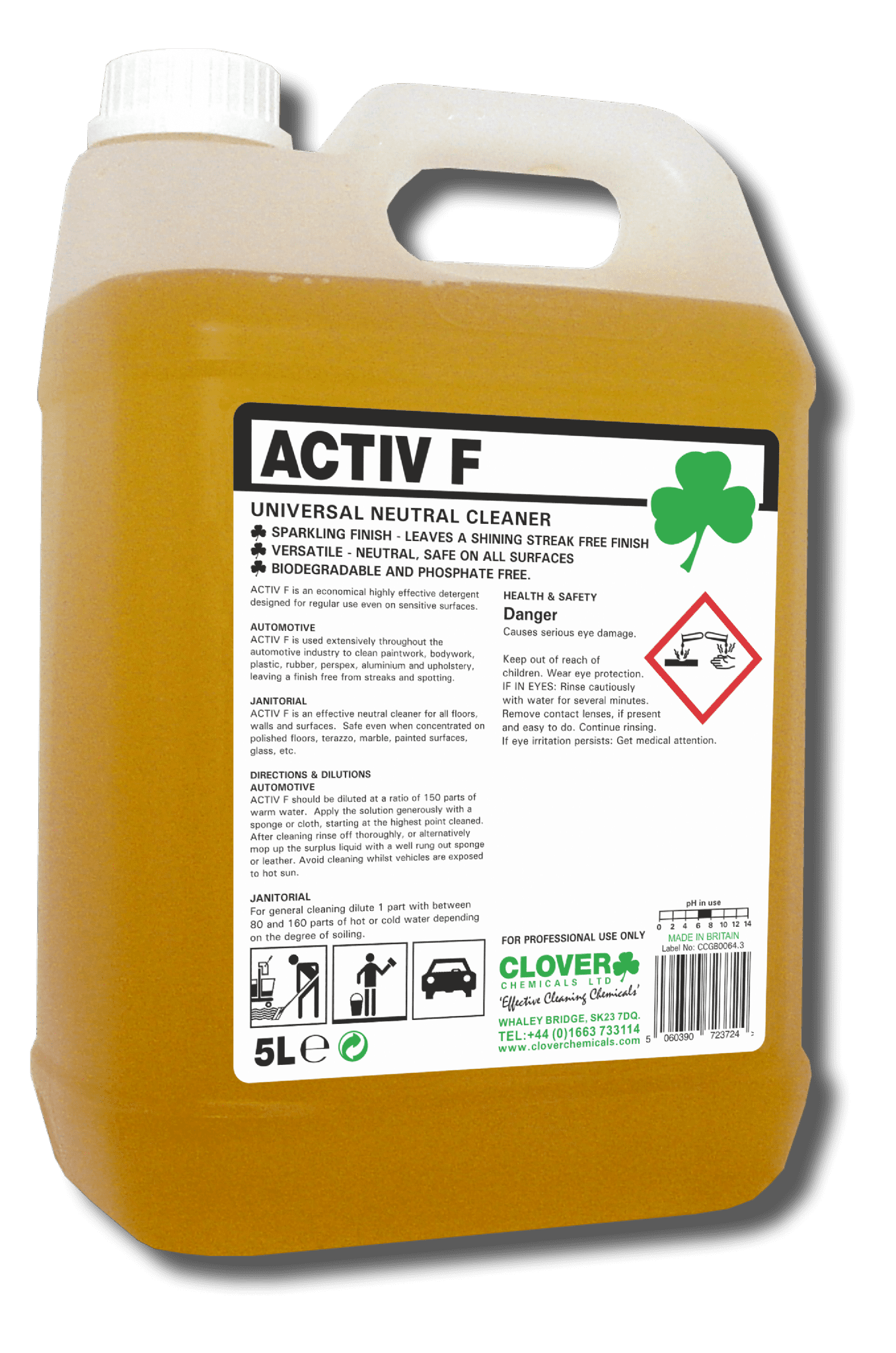 Christeyns Activ F Neutral Detergent Cleaner Multi Surface 5L