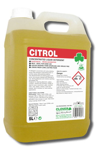 Christeyns Citrol 5L - Concentrated Lemon Washing Up Liquid (Clover)