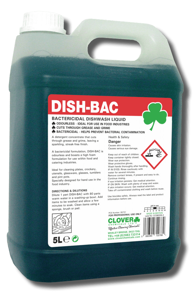 Christeyns Dish Bac 5L Bactericidal Washing Up Liquid Detergent
