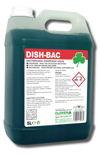 Christeyns Dish-Bac 5L - Bactericidal Washing Up Liquid (Clover)