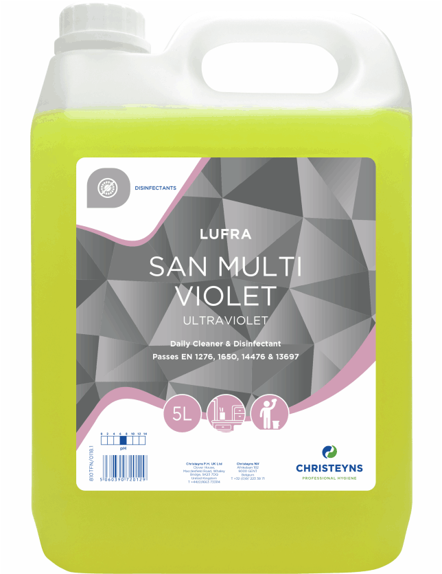 Christeyns Lufra San Multi Violet - Perfumed Cleaner and Disinfectant (Clover Ultraviolet)