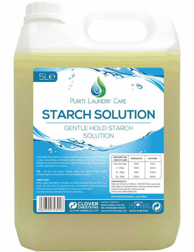 Christeyns Puriti Starch Solution 5L Professional Laundry Finishing Aid
