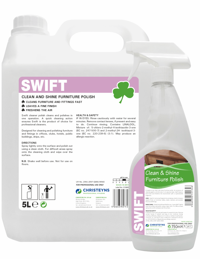 Christeyns Swift - Clean and Shine Furniture Polish (Clover)